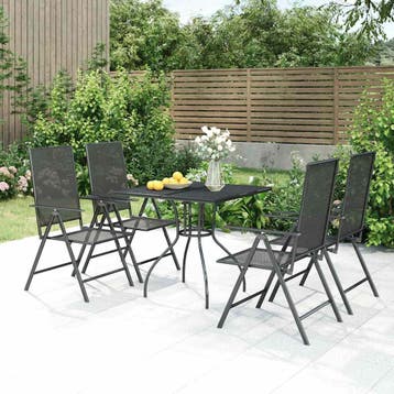vidaXL 5-delige Tuinset staal antracietkleurig, 4 zitplaatsen, Verzenden, Nieuw, Rvs