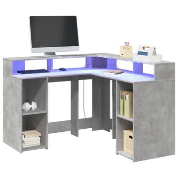vidaXL Bureau met LED-verlichting 130x130x91 cm hout, Verzenden, Nieuw