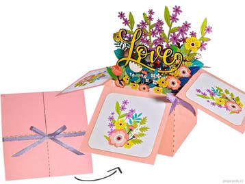 Roze Pop-up Liefdeskaart Surprise Doosje Love vol met Blo..., Diversen, Verzenden, Nieuw