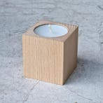 HOCHO Beukenhouten Waxinelichthouder – 50x50x60 mm- Natuu., Ophalen of Verzenden, Nieuw