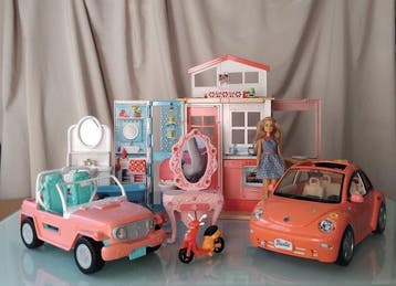 Mattel - Poppenhuis - New Beetle, Jeep e Vanity set - Barbie