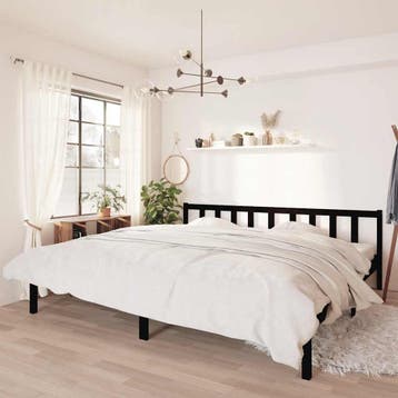 vidaXL Bedframe massief grenenhout zwart 200x200 cm, Verzenden, Zwart, Overige maten, 200 cm
