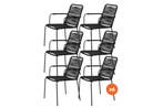 VDG Set van 6 - Denver Rope stapelbare stoel - Zwart, Tuin en Terras, Tuinsets en Loungesets, Verzenden, Nieuw, Overige materialen