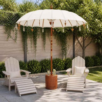 vidaXL Balinese parasol met voet Rond 190 x 190 x 295 cm, Verzenden, Nieuw, 1 tot 2 meter