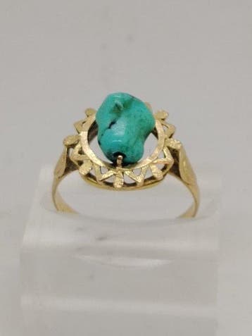 Ring - 18 karaat Geel goud Turquoise, Nieuw