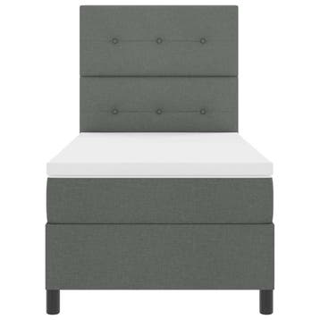 vidaXL Boxspring bed met hoofdeinde Donkergrijs 80 x 200 cm, Verzenden, Nieuw, Grijs, Stof