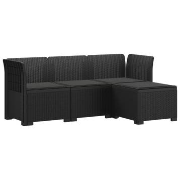 vidaXL 4-Persoons Tuinbank met Kussens Rieten Look PP, Verzenden, Nieuw