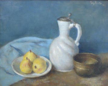 Georg Rueter (1875-1966) - Een stilleven met gele peren en