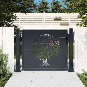 vidaXL Poort 100x100 cm met boomontwerp staal, Verzenden, Nieuw