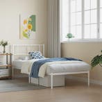 vidaXL Bedframe met hoofdbord metaal wit 80x200 cm, Huis en Inrichting, Slaapkamer | Bedden, Eenpersoons, Verzenden, Wit, Nieuw