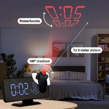 Digitale Wekkerradio met Projectie - Wekkers Digitaal, Verzenden, Zo goed als nieuw