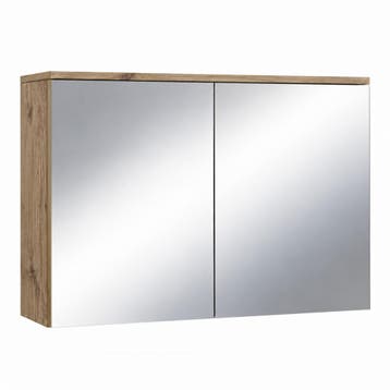 Spiegelkast Toledo 80 x 20 x 60 cm Kastanje Badkamerkast, Huis en Inrichting, Verzenden, Nieuw, Spiegelkast