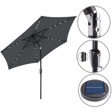 LED Zonne Parasol Florida Antraciet Ø300cm (Tuin en Terras), Verzenden, Nieuw