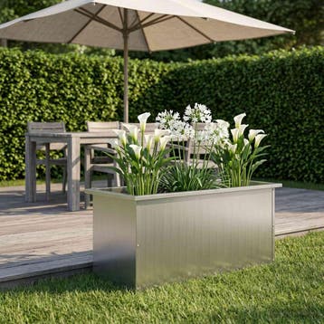 vidaXL Plantenbak met led zilver 40 x 100 x 40 cm, 100 cm of meer, Verzenden, Nieuw, Metaal