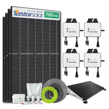 Zonnepanelen Pakket Platdak 2.8 kW 4x 700Wp Micro-omv., Ophalen of Verzenden, Nieuw