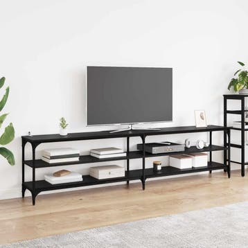 vidaXL TV-kast 200 x 30 x 50 cm Zwart Eiken Gemonteerd hout, Minder dan 50 cm, Verzenden, Nieuw, Minder dan 100 cm