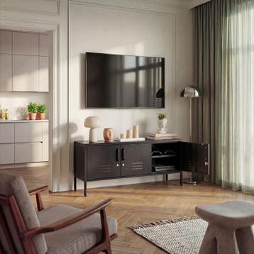 Dressoir, magneetsluiting, verstelbare planken - zwart, Huis en Inrichting, Verzenden, Nieuw
