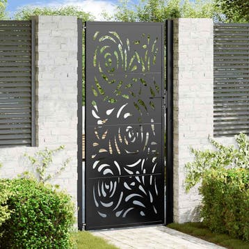 vidaXL Poort met vlamontwerp 100x200 cm staal zwart, Verzenden, Nieuw