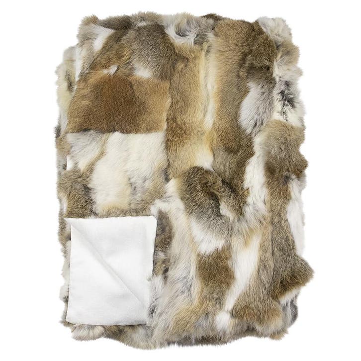 plaid konijn mix bruin 130x180cm, Huis en Inrichting, Woonaccessoires | Overige, Verzenden