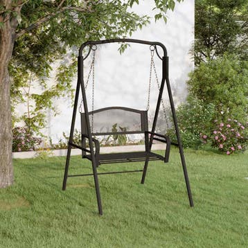 vidaXL Schommelbank 124 cm staal zwart, Verzenden, Nieuw, Metaal