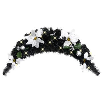 vidaXL Kerstboog met LED-lampjes 90 cm PVC zwart, Diversen, Kerst, Verzenden, Nieuw