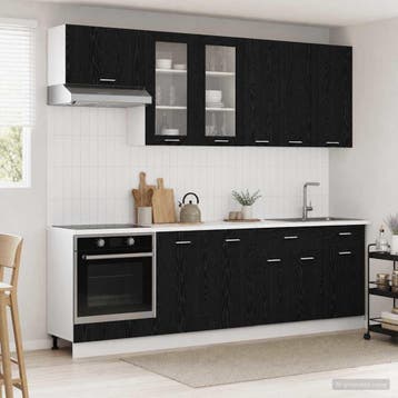vidaXL Keukenblok LYON 8 st Zwart eiken Bewerkt hout, Verzenden, Nieuw, Zwart