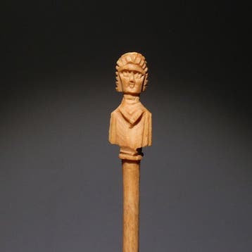 Oud-Romeins Been Haarspeld; borstbeeld van een man. 10,3 cm