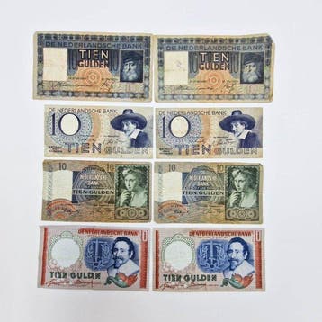 Nederland. - 8 x 10 Gulden - 1937/1953 - PL138, PL40, PL45,