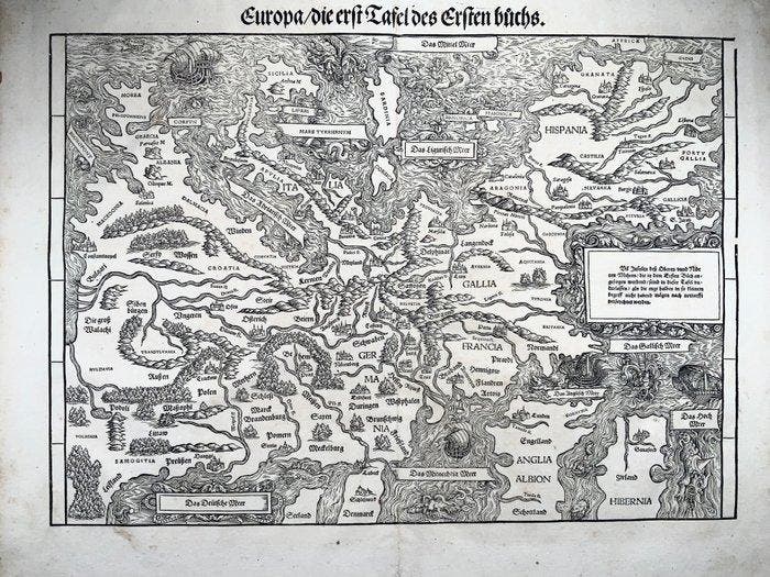 Europa - Decoratieve kaart van Europa met zuidelijke, Boeken, Atlassen en Landkaarten