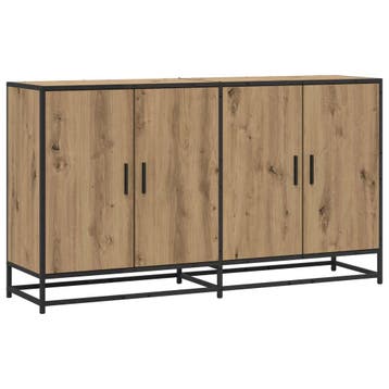 vidaXL Dressoir Artisanaal eiken 134 x 35 x 76 cm Bewerkt, Verzenden, Nieuw, Overige houtsoorten, Minder dan 50 cm