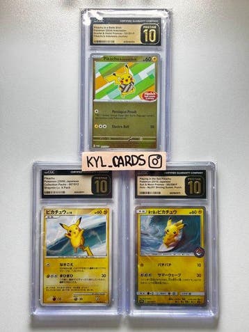 Pokémon - 3 Graded card - Pikachu 392/SM-P; 007/012;, Nieuw
