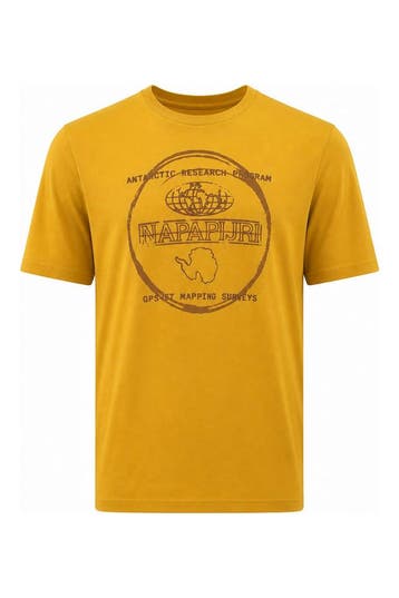 Napapijri T-shirt in maat M Geel, Kleding | Heren, Verzenden, Zo goed als nieuw, Overige kleuren, Napapijri
