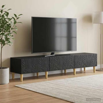 vidaXL TV-kast 147 x 34,5 x 30 cm Zwart Bewerkt hout, Minder dan 50 cm, Verzenden, Nieuw, Minder dan 100 cm