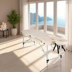 Massagetafel 2 zones met matras en aluminium frame - beige, Sport en Fitness, Massageproducten, Verzenden, Nieuw