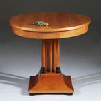 Art Deco Salontafel in blond kersen met zwart gelakte detail, Antiek en Kunst, Antiek | Meubels | Tafels, Ophalen of Verzenden