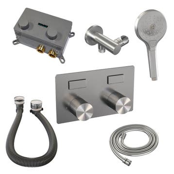 Brauer Brushed Carving Thermostatische Inbouw Badkraan, Doe-het-zelf en Verbouw, Sanitair, Ophalen of Verzenden, Nieuw