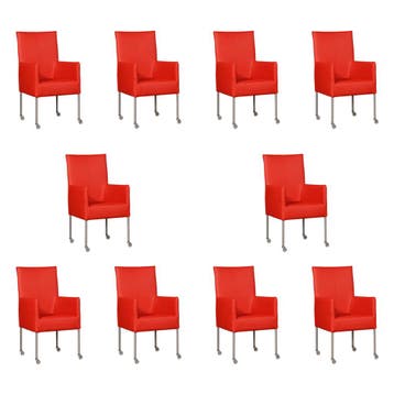 Set van 10 Leren eetkamerstoelen Spark - Toledo Ferrari, Ophalen of Verzenden, Nieuw, Leer, Vijf, Zes of meer stoelen