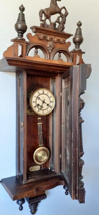 Biedermeier regulateur (2) Biedermeier - Mahonie, Eik -, Antiek en Kunst, Antiek | Klokken