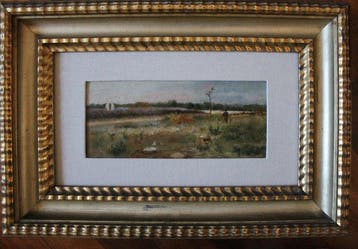 Pio Joris (1843-1921) - Paesaggio con cacciatore
