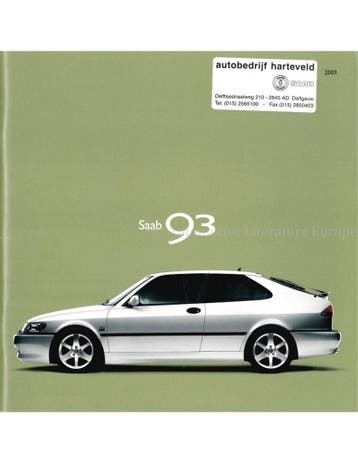 2001 SAAB 9-3 BROCHURE NEDERLANDS, Boeken, Nieuw, Author