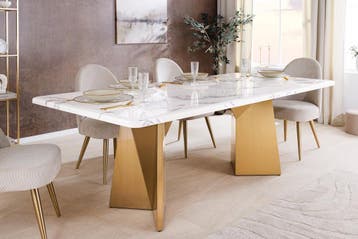 Design eettafel EXTRAVAGANCIA 200cm wit marmer metaal, Ophalen of Verzenden, Nieuw
