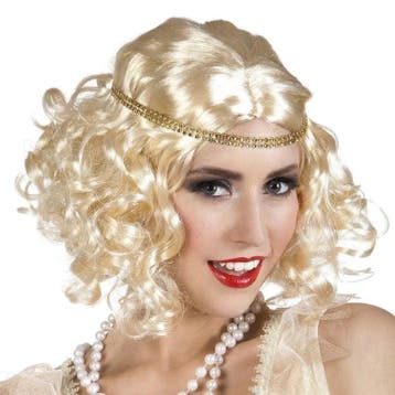 Flapper Pruik Blond met Haarband, Kleding | Heren, Verzenden, Nieuw