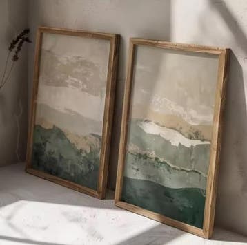 Japanse Wabi Sabi Bergen Canvas Poster Set van 2, Verzenden, Nieuw