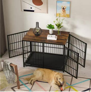 Houten Hondenkrat –Binnenkennel met 3 Deuren en Lade, Stijlv, Verzenden, Nieuw