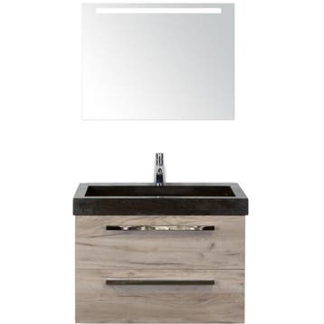 Seville Badmeubelset 80 cm - Craft Oak - Wastafel Hardsteen, Ophalen of Verzenden, Nieuw