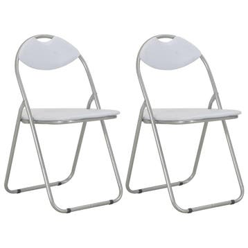 vidaXL Opklapbare stoelen, 2 stuks, wit kunstleer, Verzenden, Nieuw, Wit