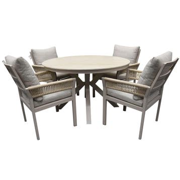 Samantha Saigon dining tuinset 120xH75 cm 5 delig latte, Ophalen of Verzenden, Nieuw