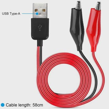 USB Type-A naar Alligator Klem Testkabel - Koperen Leidsels, Dieren en Toebehoren