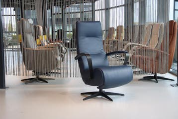 Gealux relaxfauteuil Jasmijn Leer Blauw 2 motoren + accu, Huis en Inrichting, Ophalen of Verzenden, Nieuw, Leer, Design, modern