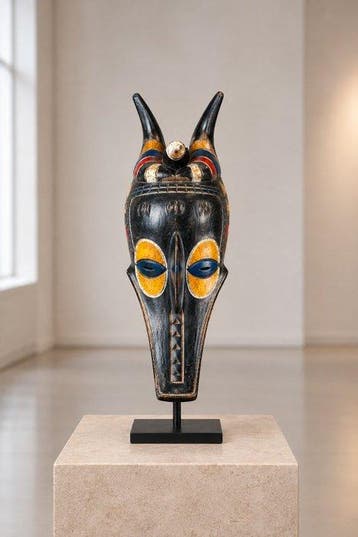 Veelkleurige, zoomorfe masker - Zamble - Guro - Ivoorkust